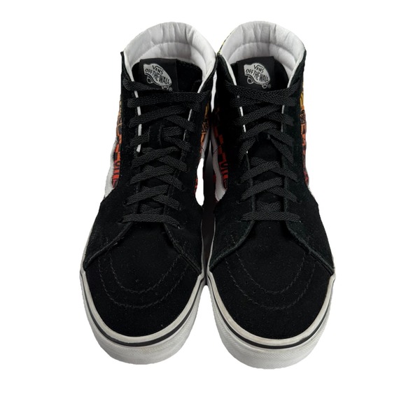 Vans Sk8 Hi Shoes Mens 8.5 Black Logo Flame Lace Up Hi Top Casual - Picture 3 of 10